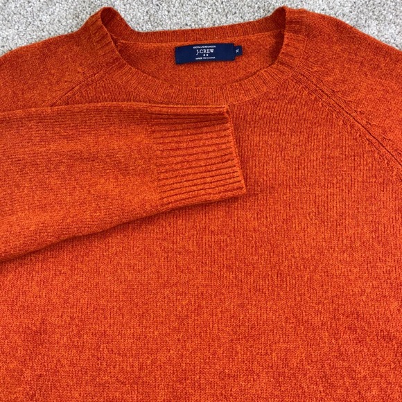 J. Crew Other - J. Crew Men XL Orange 100% Lambswool Crewneck Sweater Raglan Knit Classic Casual